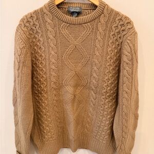 Lord & Taylor Men’s Cable Knit Sweater 100% Virgin Wool Brown Size M